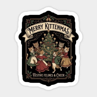Louis Wain Christmas Party Dancing Cats Sticker